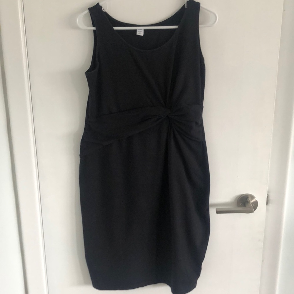 Semi-fitted Black Cotton Maternity Dress